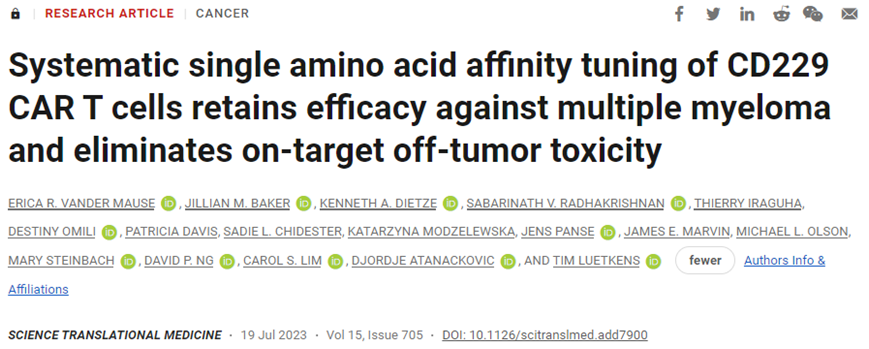 Science子刊：新型CD229 CAR-T细胞疗法有望更安全地治疗多发性骨髓瘤