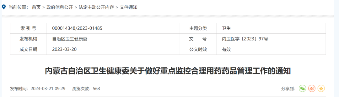 多省公布重点监控合理用药目录！