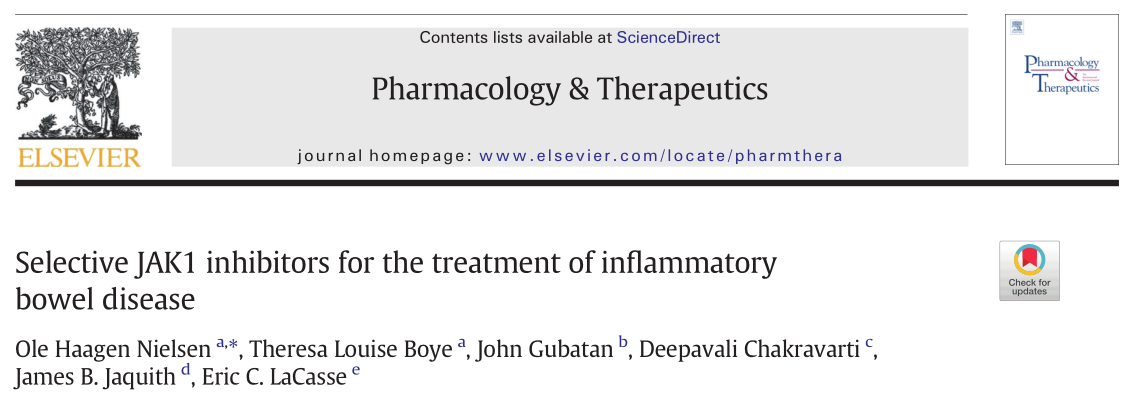 Pharmacology & Therapeutics：选择性JAK1抑制剂治疗炎症性肠病