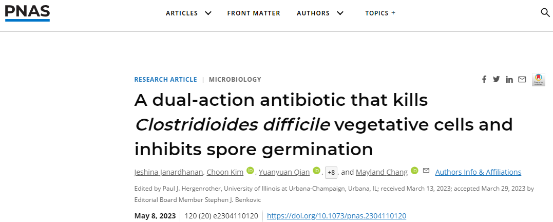 PNAS：一种新型化合物或有望杀灭艰难梭菌并有效预防机体再感染
