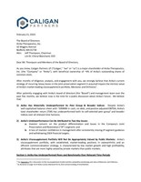 Caligan Partners Issues Open Letter to Anika Board