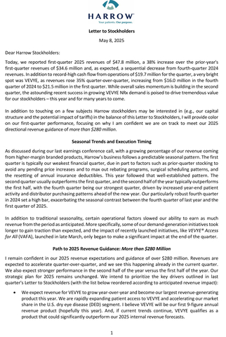 Harrow Announces First-Quarter 2025 Financial Results