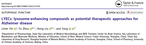 Alzhe & Demen :揭示抑制多巴胺转运体促进溶酶体生成并改善小鼠阿尔茨海默病样症状的机制