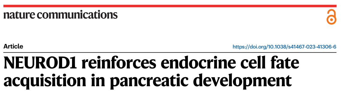 Nature Communications: NeUROD1增强胰腺发育过程中内分泌细胞命运的获得