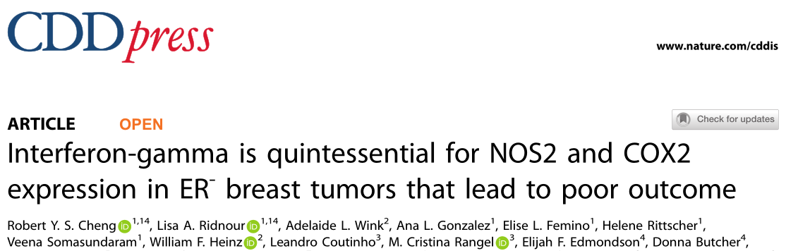 Cell Death and Disease：干扰素-γ是导致不良预后乳腺肿瘤的关键因素