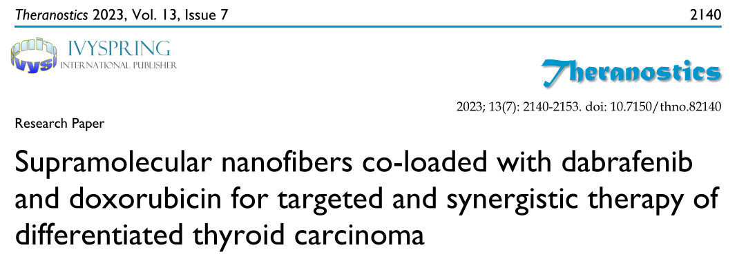 Theranostics：达普拉非尼与阿霉素共负载超分子纳米协同治疗甲状腺癌