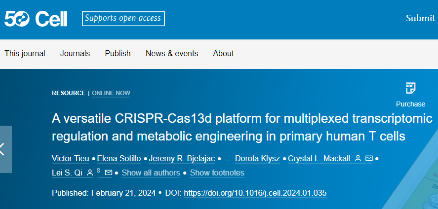 MEGA-CRISPR：刷新CAR T细胞治疗极限