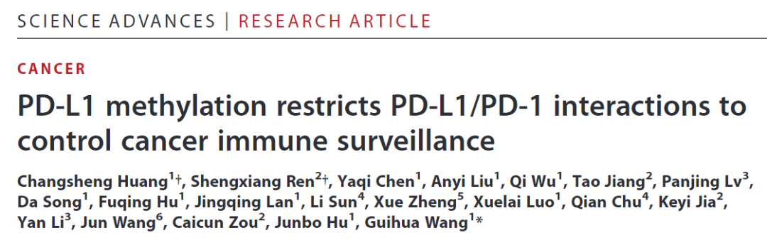 华中科技大学王桂华团队揭示PD-L1甲基化抑制PD-1/PD-L1抑制剂效果