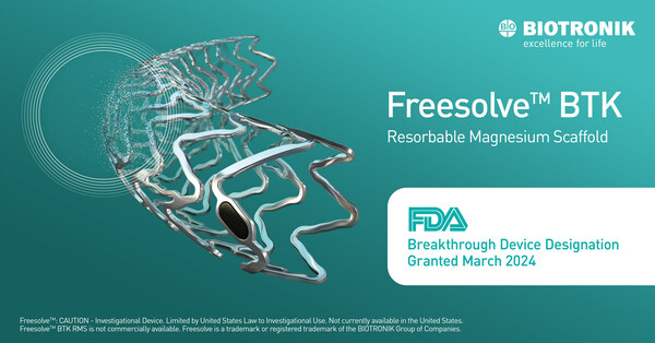 FDA Breakthrough Device Designation for BIOTRONIK Freesolve™ Below-the-Knee Resorbable Magnesium Scaffold (RMS)