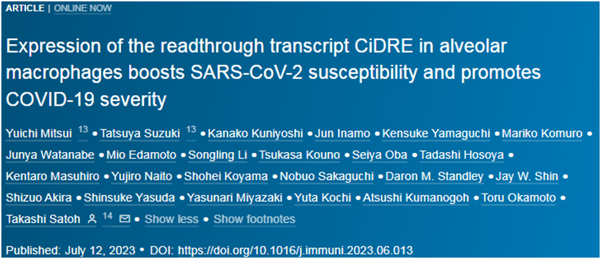 Immunity：融合蛋白CiDRE使肺泡巨噬细胞容易受到SARS-CoV-2的侵袭