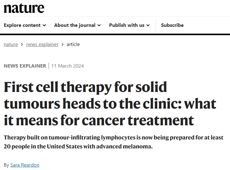 突破性癌症治疗：首个TIL实体瘤细胞疗法走向临床