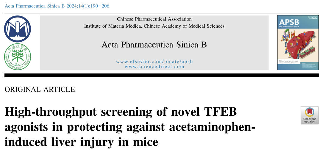 Acta Pharm Sin B：激活TFEB可能是预防对乙酰氨基酚诱导的损伤的一种很有前途的方法
